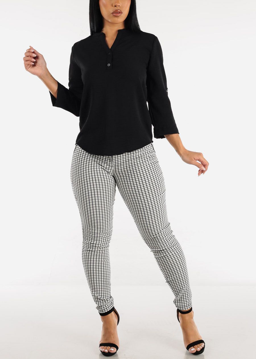Quarter Sleeve Black Woven Blouse sold by Moda product image thumbnail 2