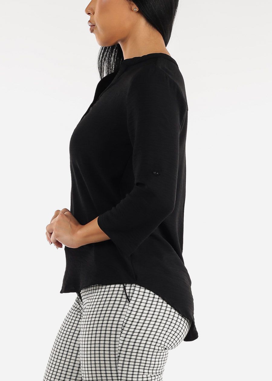 Quarter Sleeve Black Woven Blouse sold by Moda product image thumbnail 3