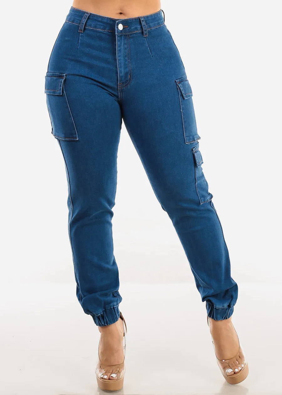 Butt Lift High Waisted Cargo Jogger Jeans Indigo sold by Moda product image thumbnail 3