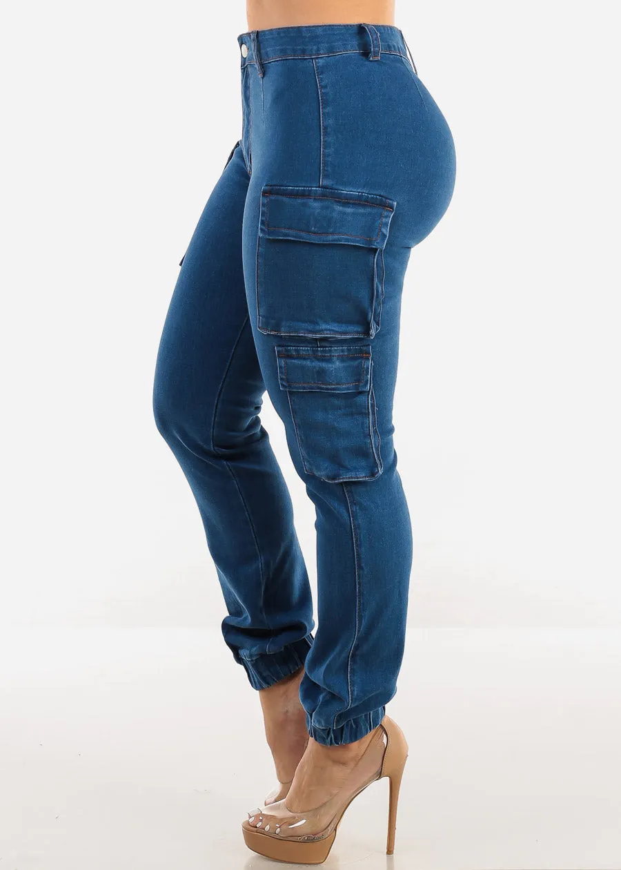 Butt Lift High Waisted Cargo Jogger Jeans Indigo sold by Moda product image thumbnail 4