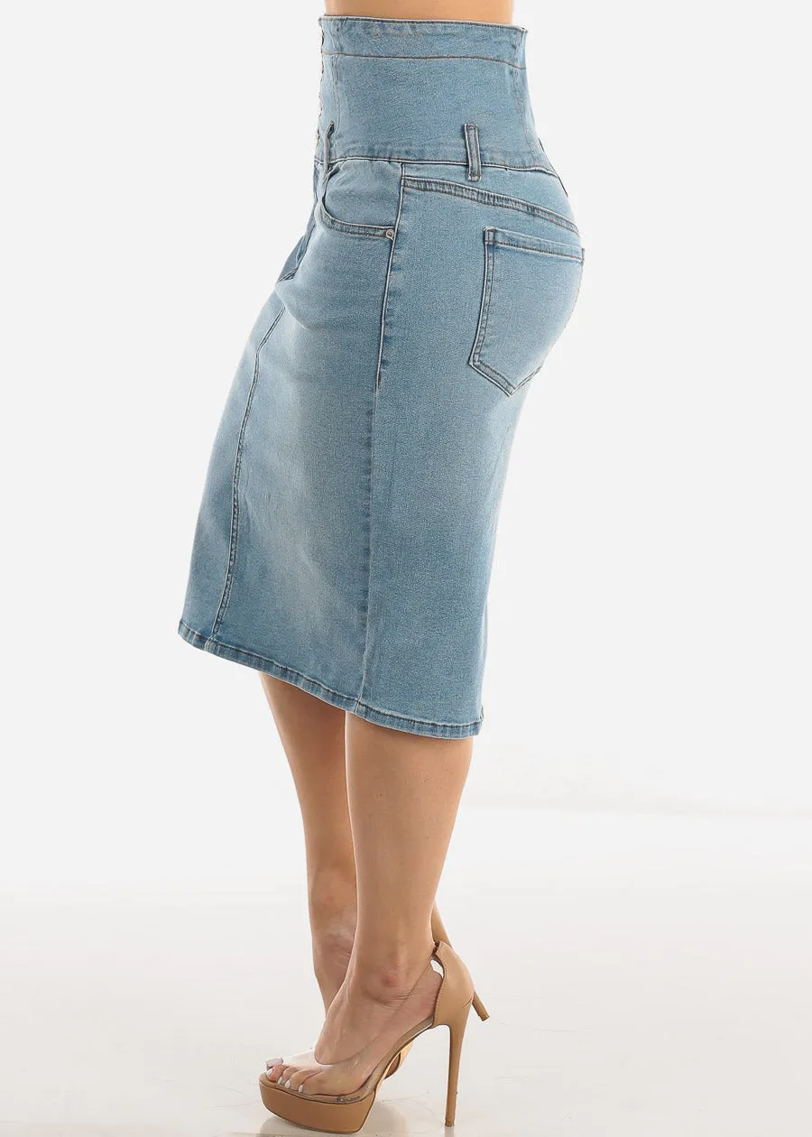 Ultra High Waist Light Denim Pencil Skirt sold by Moda product image thumbnail 3