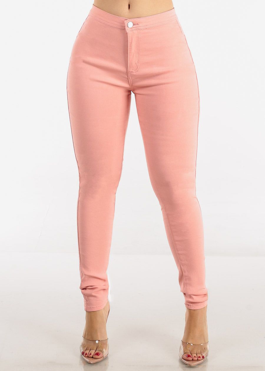High Waist Hyper Stretch Slim Fit Skinny Pants Mauve sold by Moda