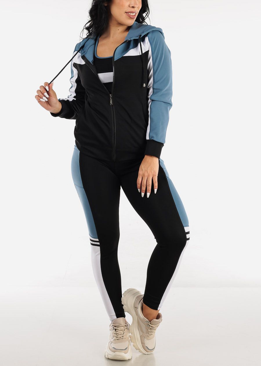 Activewear Jacket, Tank Top & Leggings Slate Blue & Black (3 PCE SET) sold by Moda product image thumbnail 6