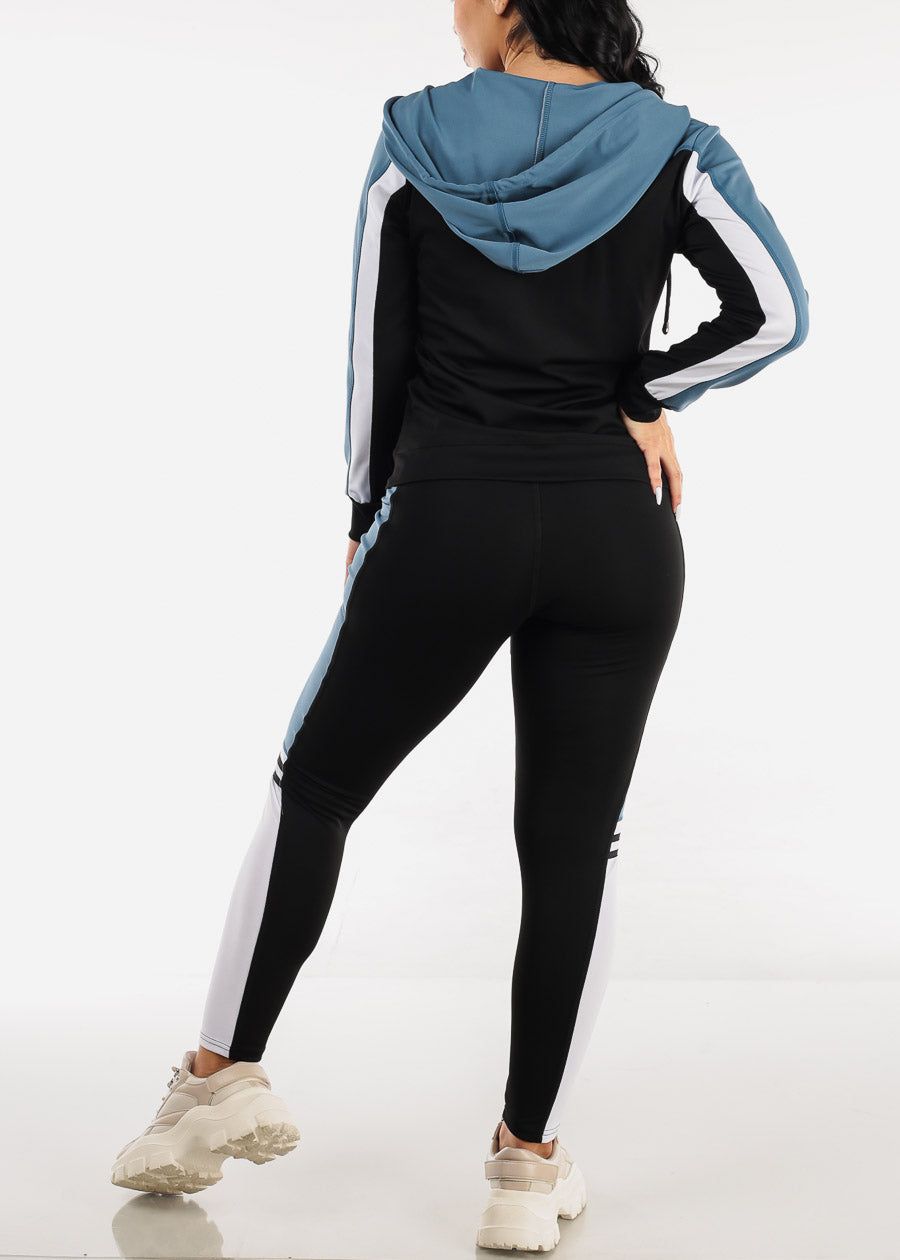 Activewear Jacket, Tank Top & Leggings Slate Blue & Black (3 PCE SET) sold by Moda product image thumbnail 4