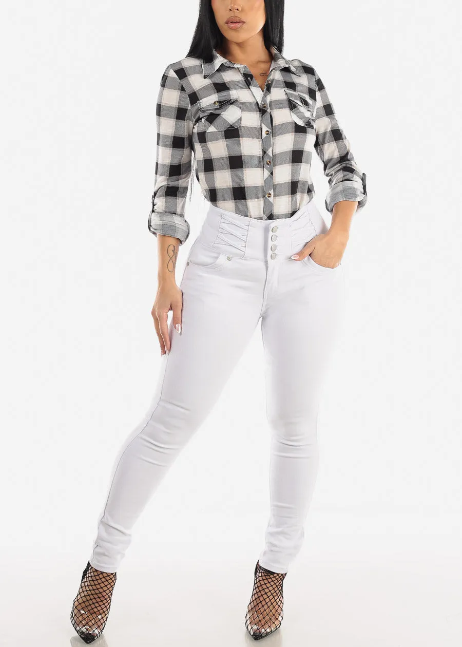 White Super High Waisted Butt Lifting Skinny Jeans sold by Moda product image thumbnail 2