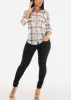 Long Sleeve Button Up Plaid Shirt Ivory & Khaki sold by Moda
