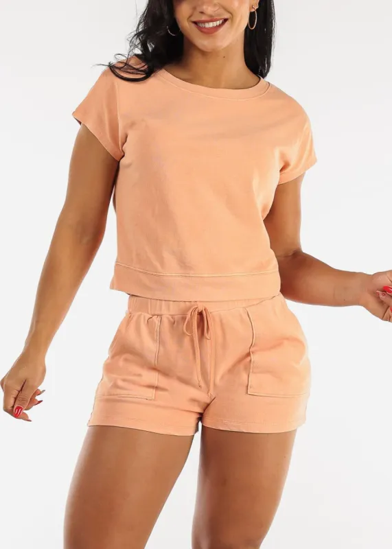 Loungewear Dolman Sleeve Top & Shorts Orange (2 PCE SET) sold by Moda
