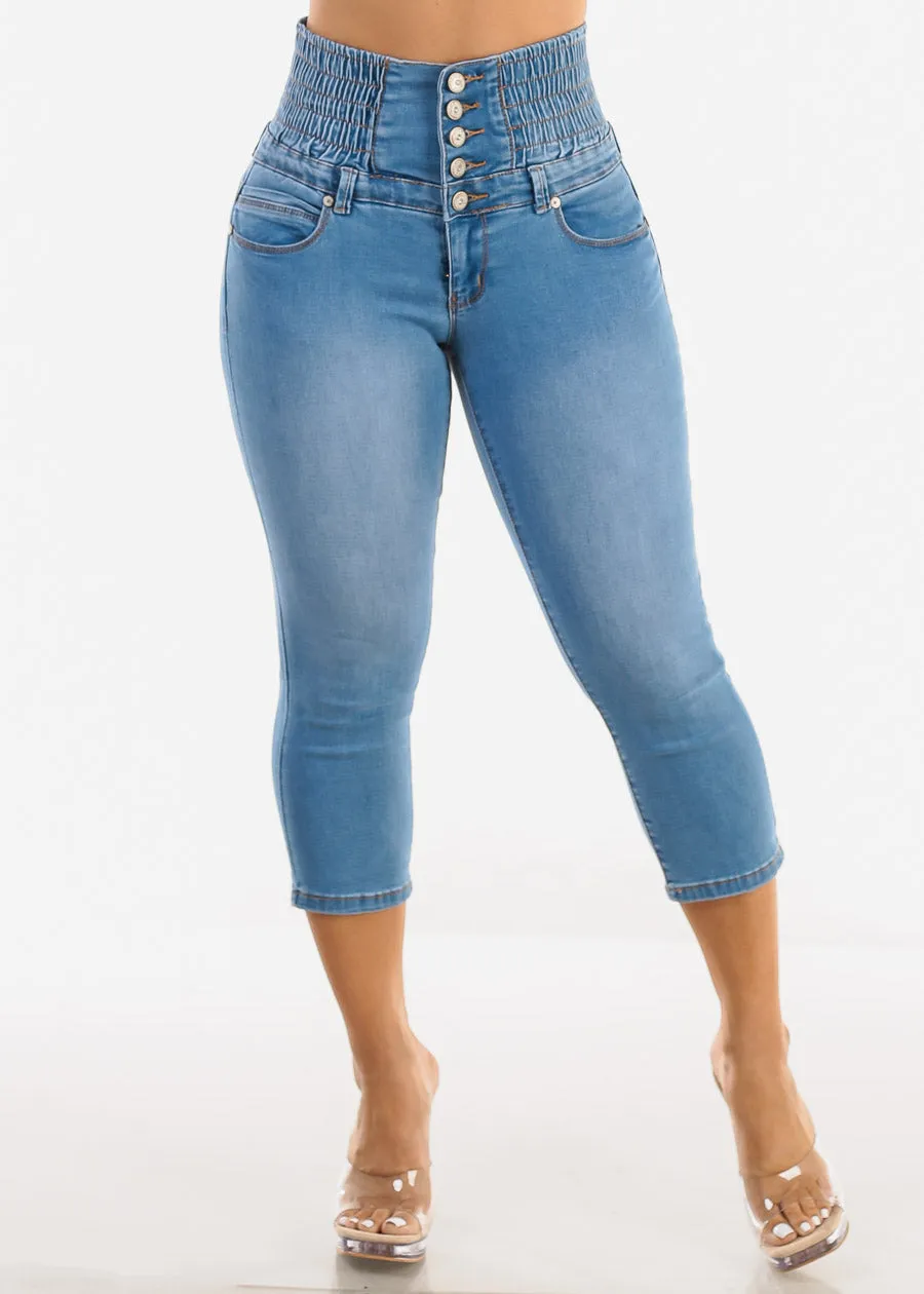 MX JEANS Super High Rise Spandex Waist Light Denim Stretch Capris sold by Moda product image thumbnail 3