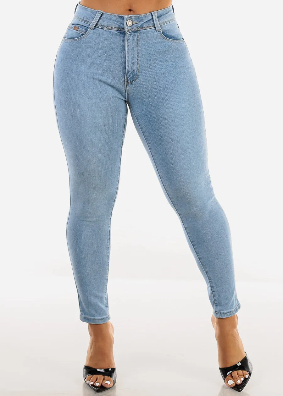Butt Lift Mid Rise Ankle Length Skinny Jeans Light Wash sold by Moda product image thumbnail 3