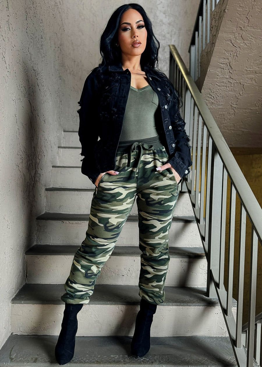 High Drawstring Waist Camouflage Jogger Sweatpants sold by Moda product image thumbnail 2