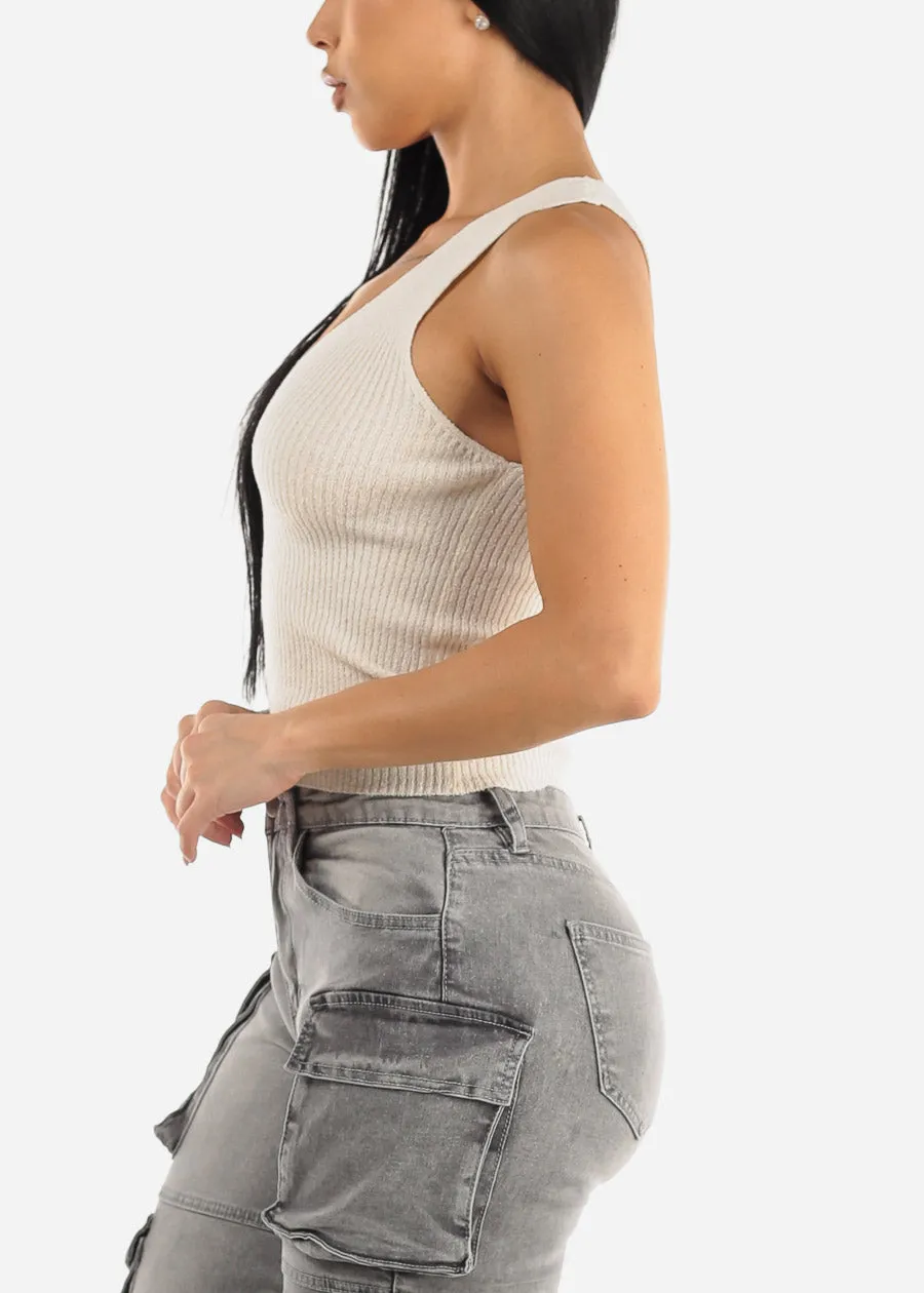 Sleeveless Vneck Knit Tank Top Ivory sold by Moda product image thumbnail 3