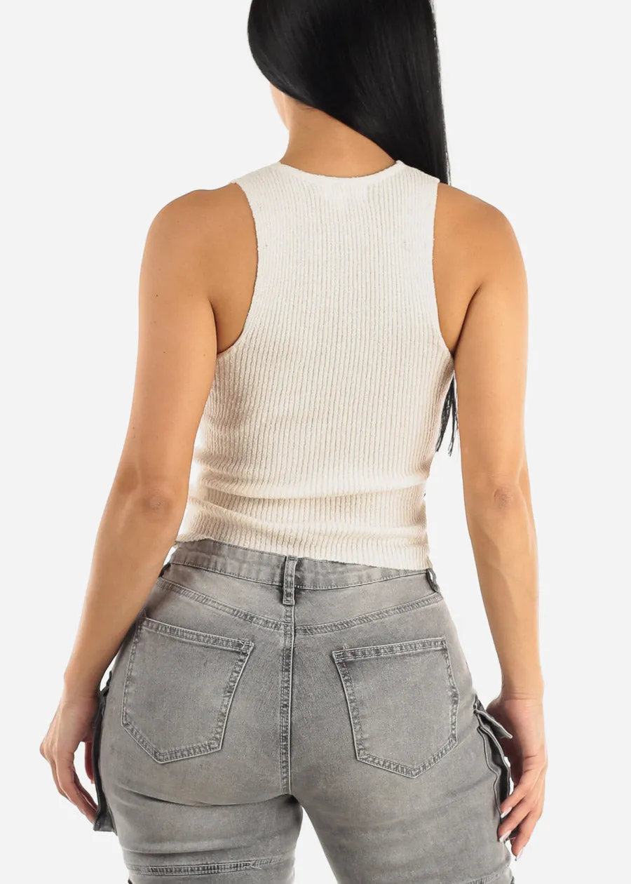 Sleeveless Vneck Knit Tank Top Ivory sold by Moda product image thumbnail 4