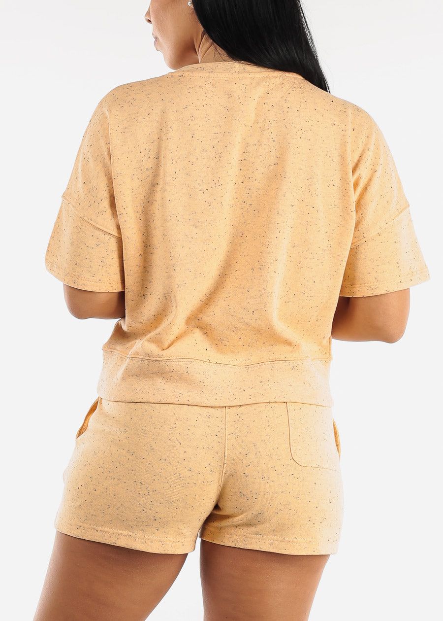 MONO B Athleisure Peach Short Sleeve Top & Shorts Cotton Blend (2 PCE SET) sold by Moda product image thumbnail 4