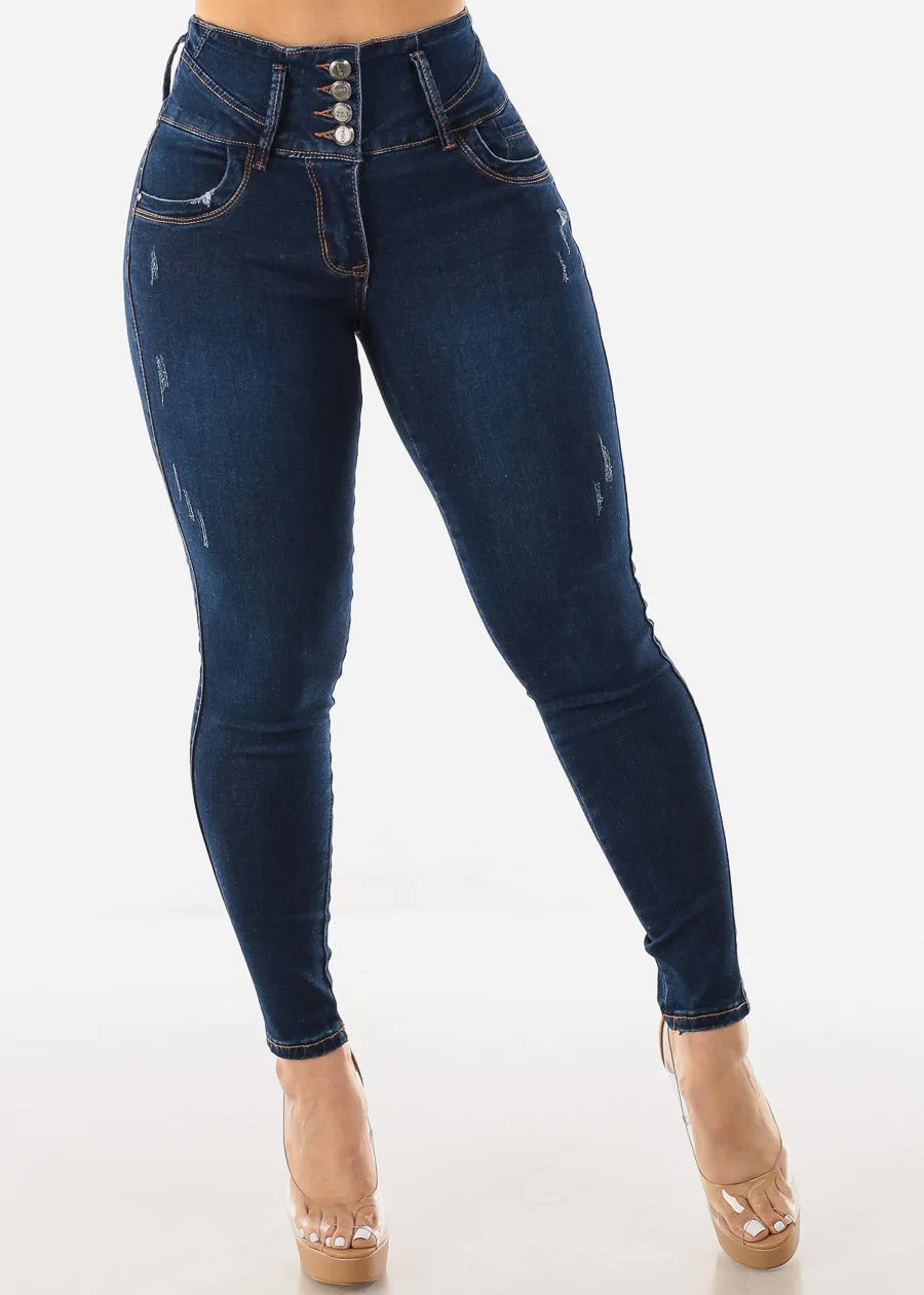 Dark Wash High Waisted Levantacola Skinny Jeans sold by Moda product image thumbnail 3