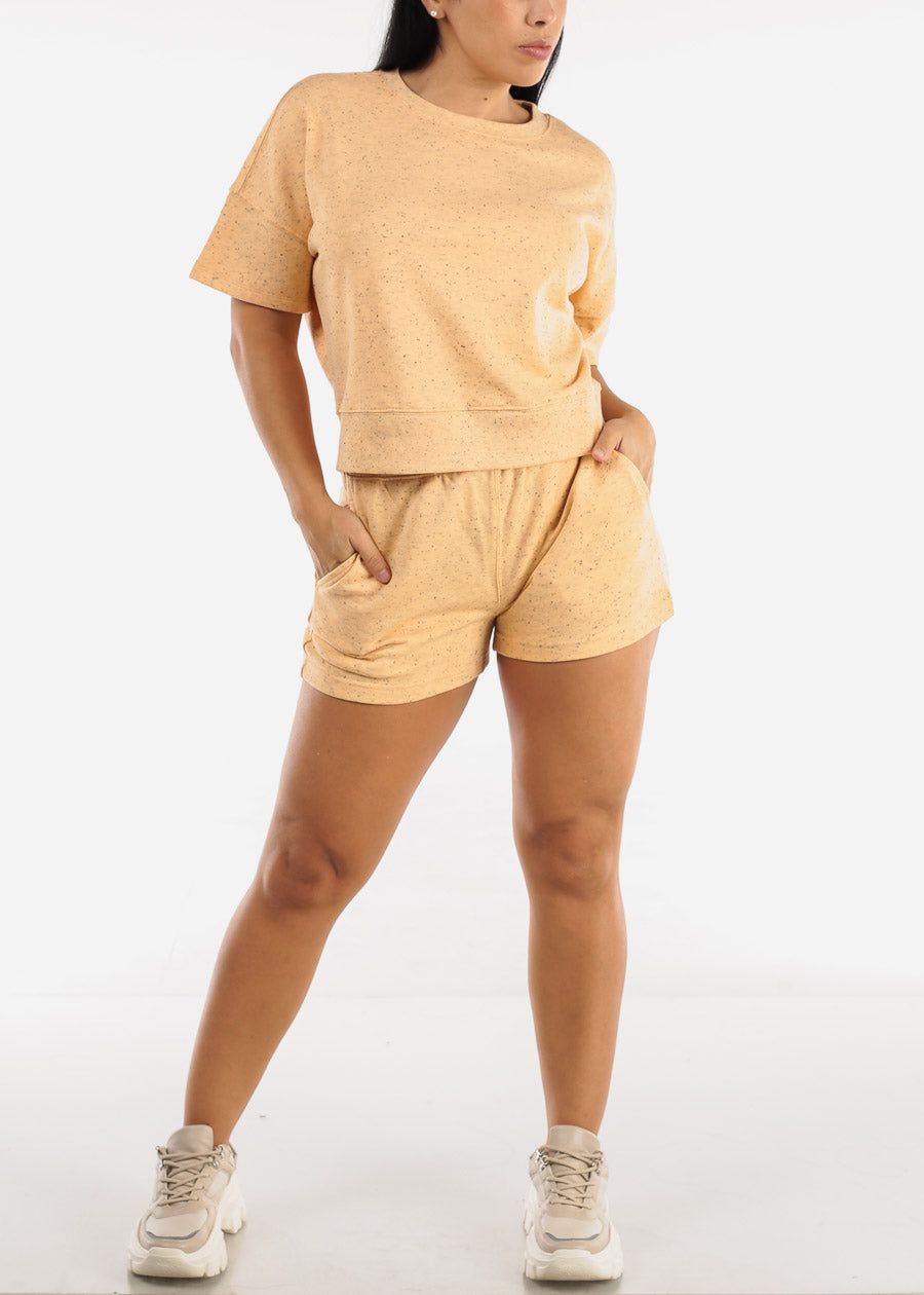 MONO B Athleisure Peach Short Sleeve Top & Shorts Cotton Blend (2 PCE SET) sold by Moda product image thumbnail 2