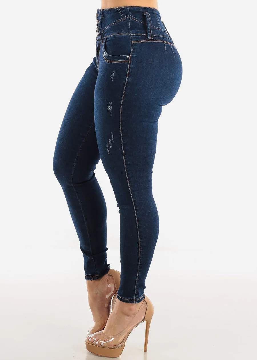 Dark Wash High Waisted Levantacola Skinny Jeans sold by Moda product image thumbnail 4