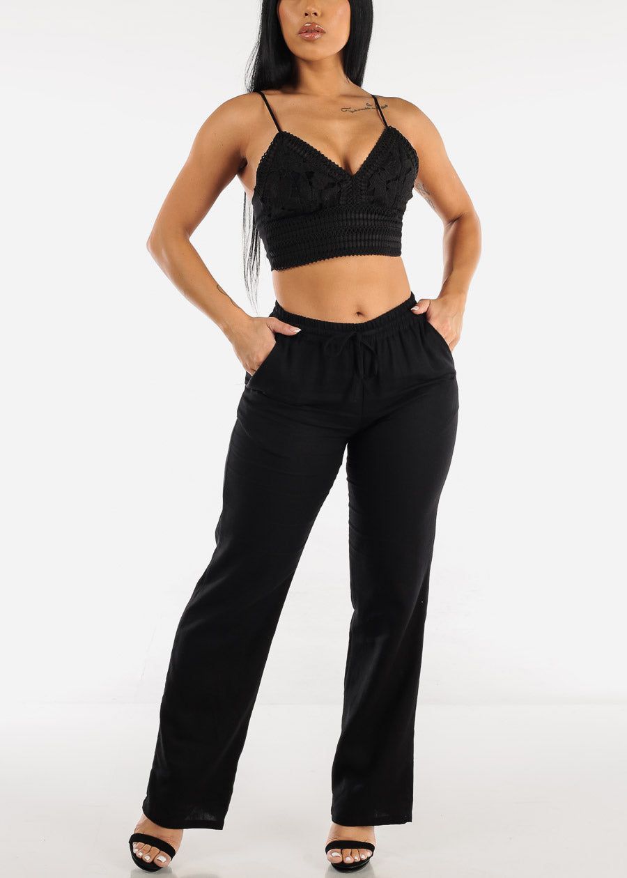 Black Sleeveless Crochet Crop Top sold by Moda product image thumbnail 2