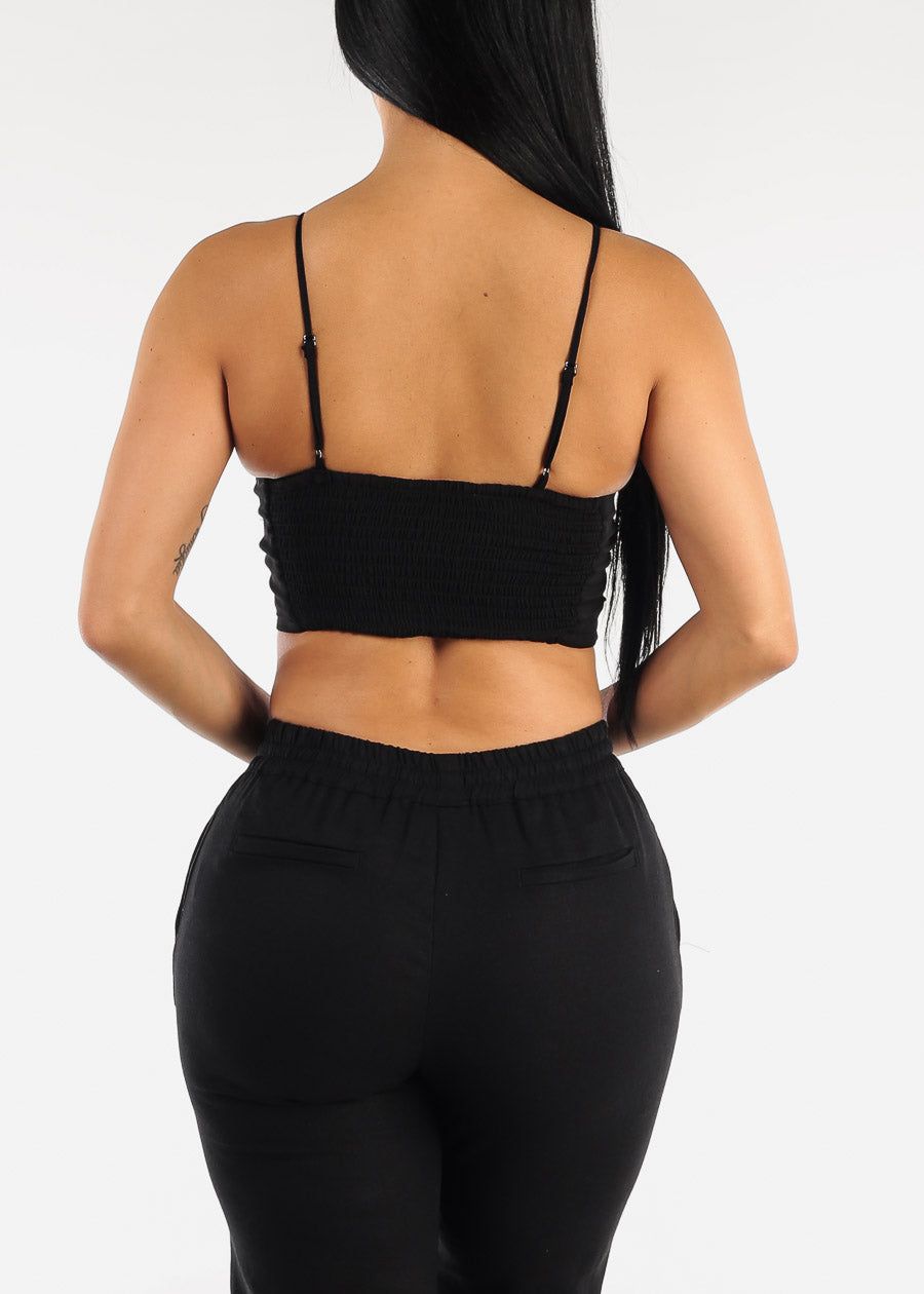 Black Sleeveless Crochet Crop Top sold by Moda product image thumbnail 4