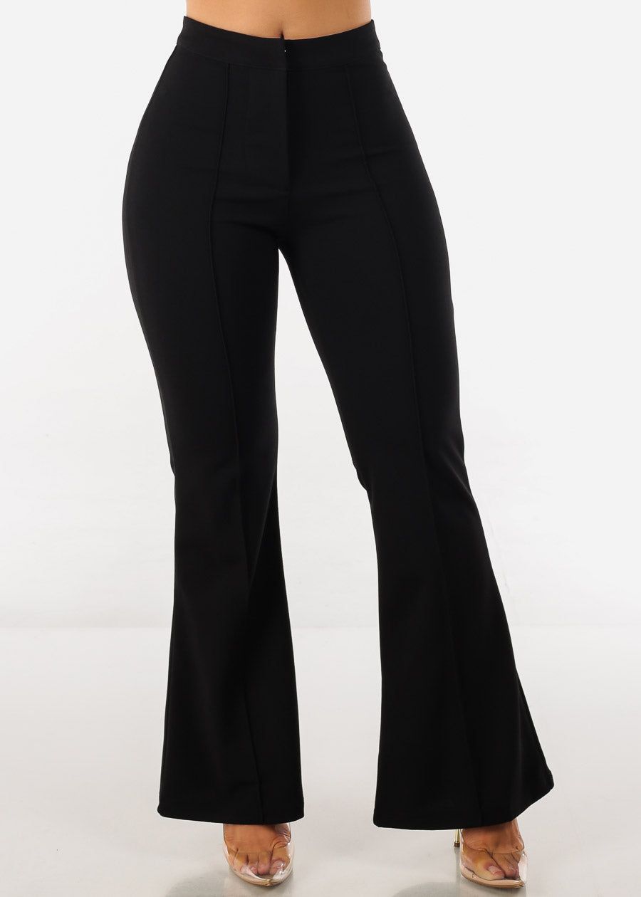 Black High Waist Wide Leg Flare Dress Pants sold by Moda product image thumbnail 2