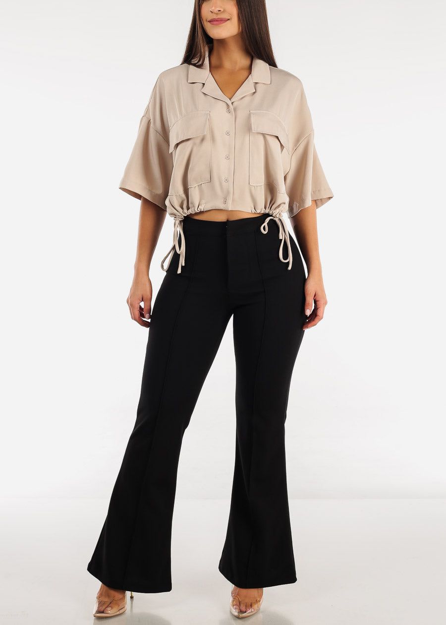 Black High Waist Wide Leg Flare Dress Pants sold by Moda product image thumbnail 3