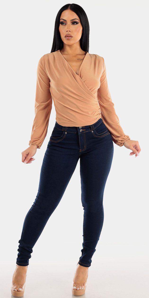 Khaki Blouse Push Up Skinnies Combo sold by Moda