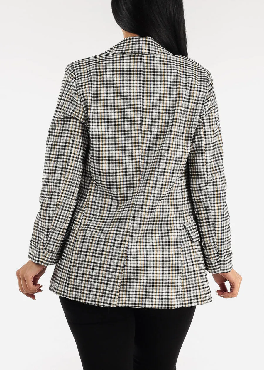Plaid Open Front Notch Panel Blazer w Cuffed Sleeves sold by Moda product image thumbnail 5