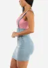 High Waisted Denim Skirt Light Wash w Suspenders sold by Moda