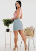 High Waisted Denim Skirt Light Wash w Suspenders sold by Moda