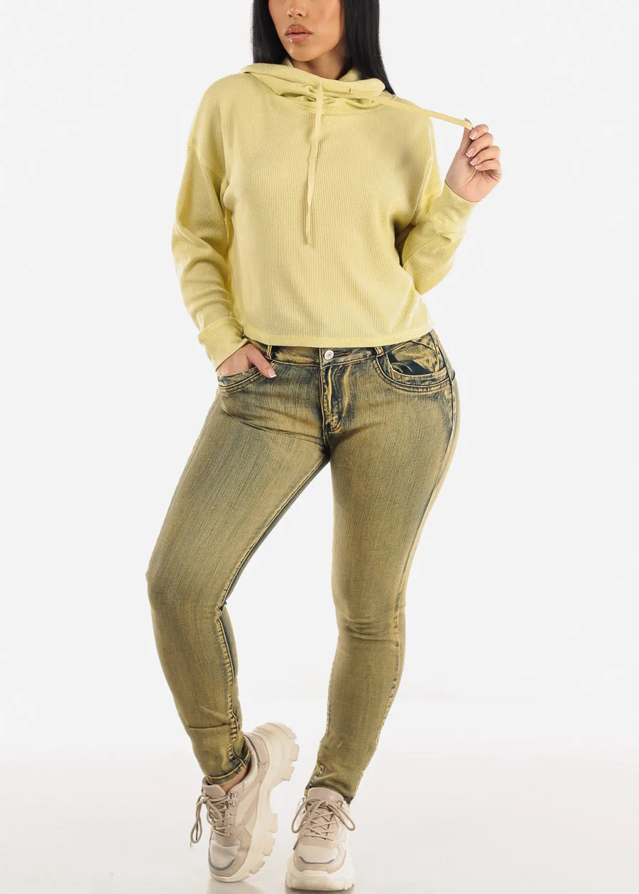 Super High Waisted Butt Lifting Skinny Jeans Lime Sand Wash sold by Moda product image thumbnail 2
