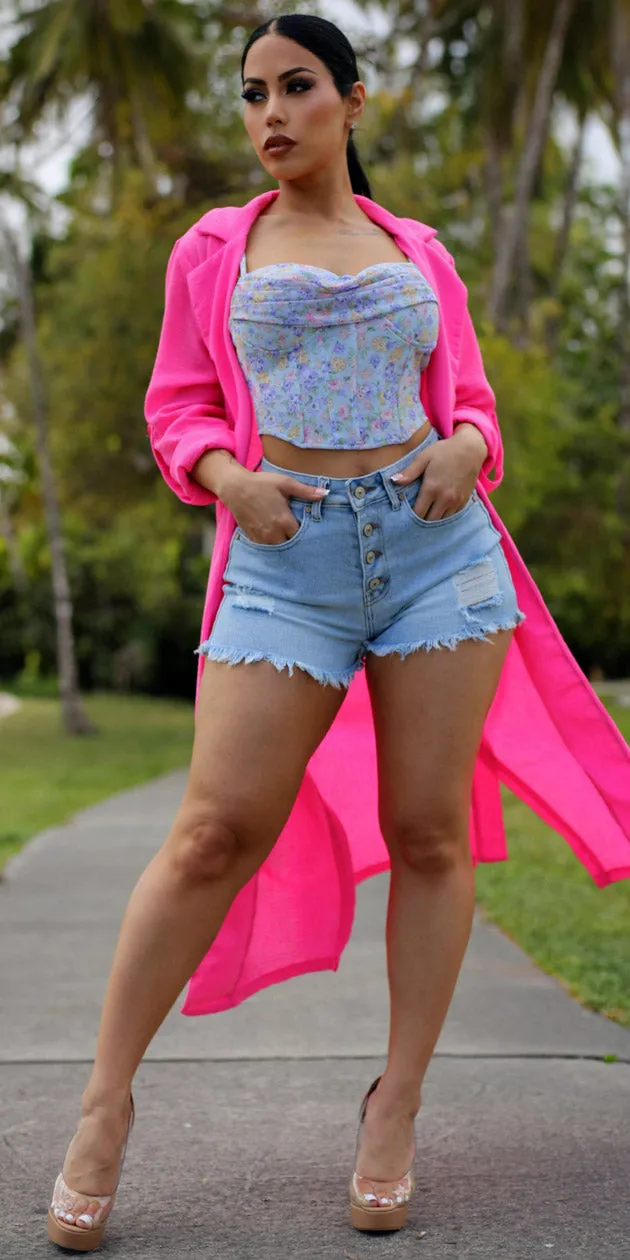 Pink Coat Floral Denim Trio sold by Moda