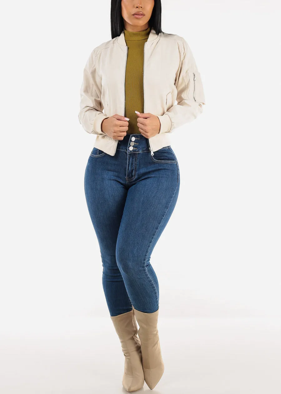 Long Sleeve Ribbed Mock Neck Bodysuit Light Olive sold by Moda product image thumbnail 2