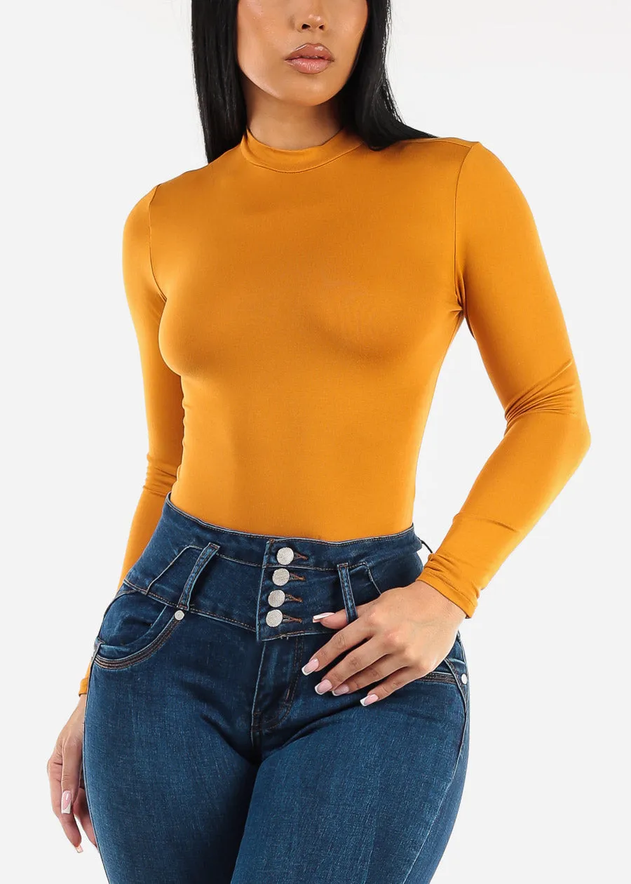 Long Sleeve Mock Neck Thong Bodysuit Mustard sold by Moda product image thumbnail 5