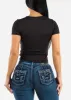 Short Sleeve Cut Out Double Layered Black Crop Top sold by Moda