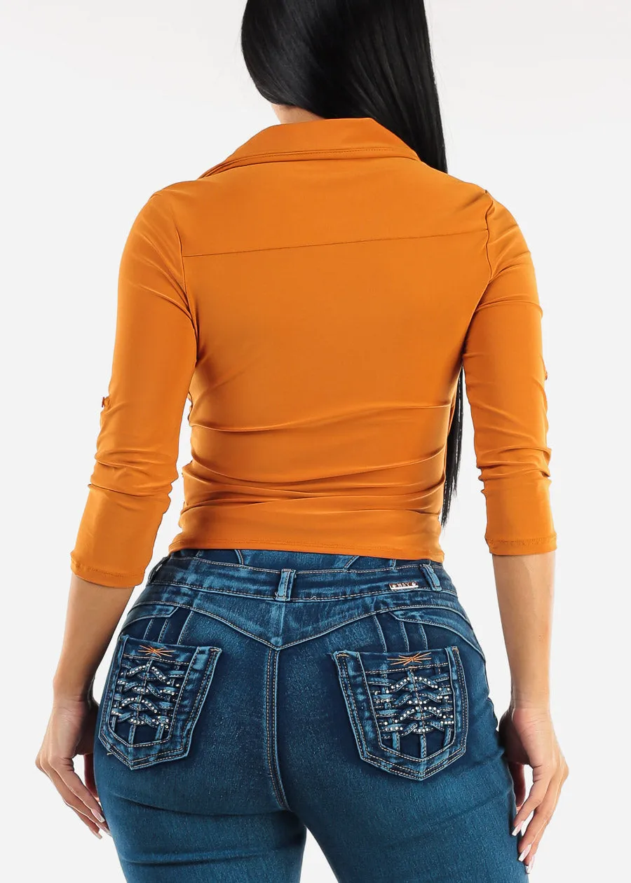 Quarter Sleeve Surplice Blouse Orange sold by Moda product image thumbnail 4