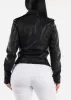 Long Sleeve Vegan Leather Biker Jacket Black sold by Moda