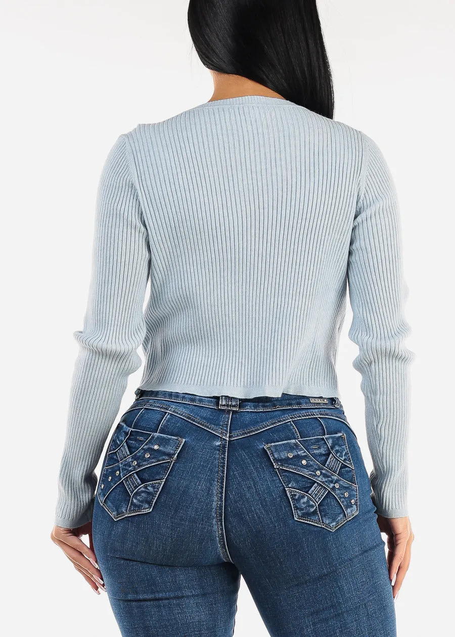 Sleeveless Crop Top & Cardigan Sweater Blue (2 PCE SET) sold by Moda product image thumbnail 4