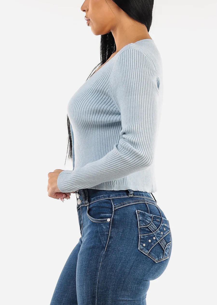 Sleeveless Crop Top & Cardigan Sweater Blue (2 PCE SET) sold by Moda product image thumbnail 3
