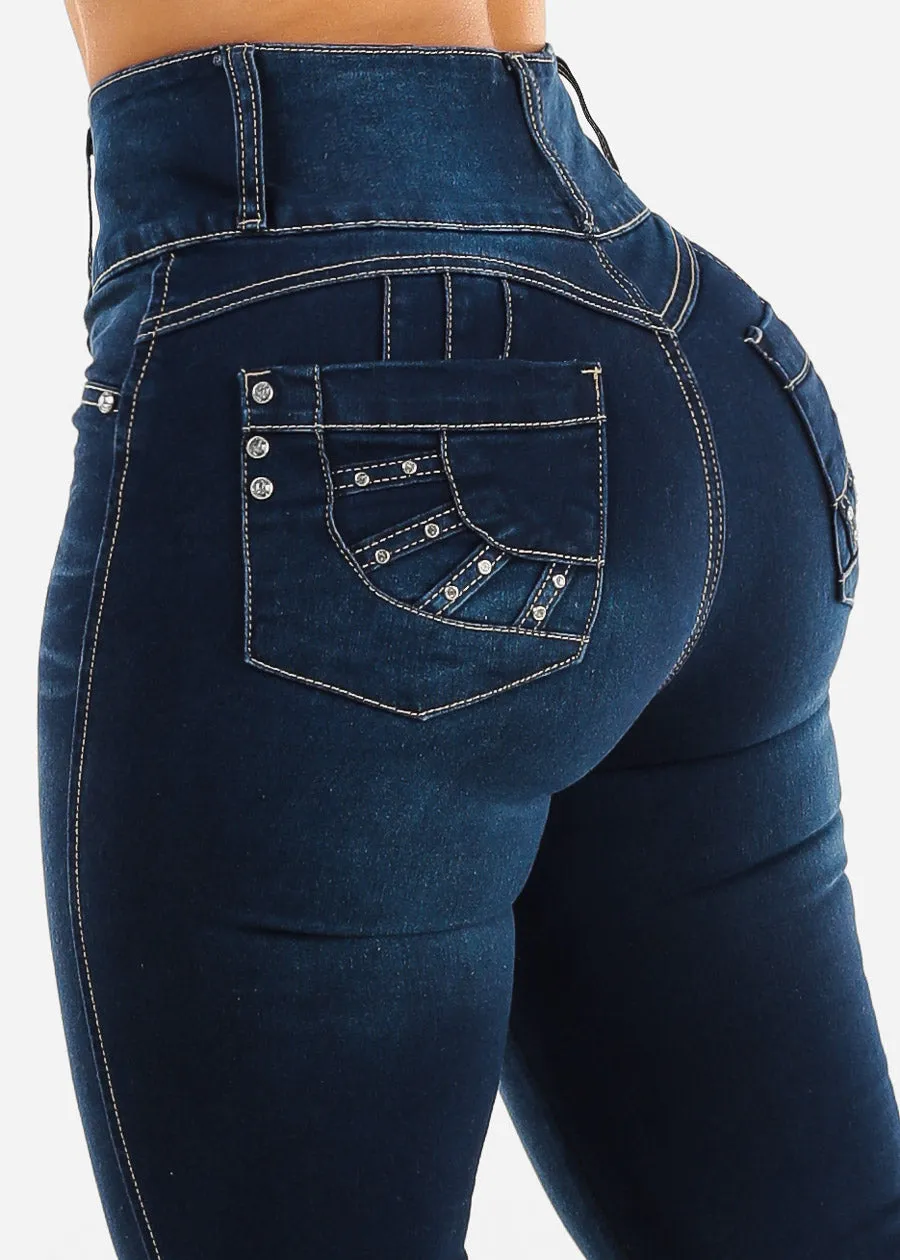 Butt Lift Ultra High Waist Flared Bootcut Jeans Dark Blue sold by Moda product image thumbnail 5