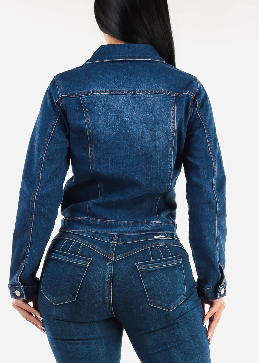 Long Sleeve Button Up Denim Jacket Indigo sold by Moda product image thumbnail 4