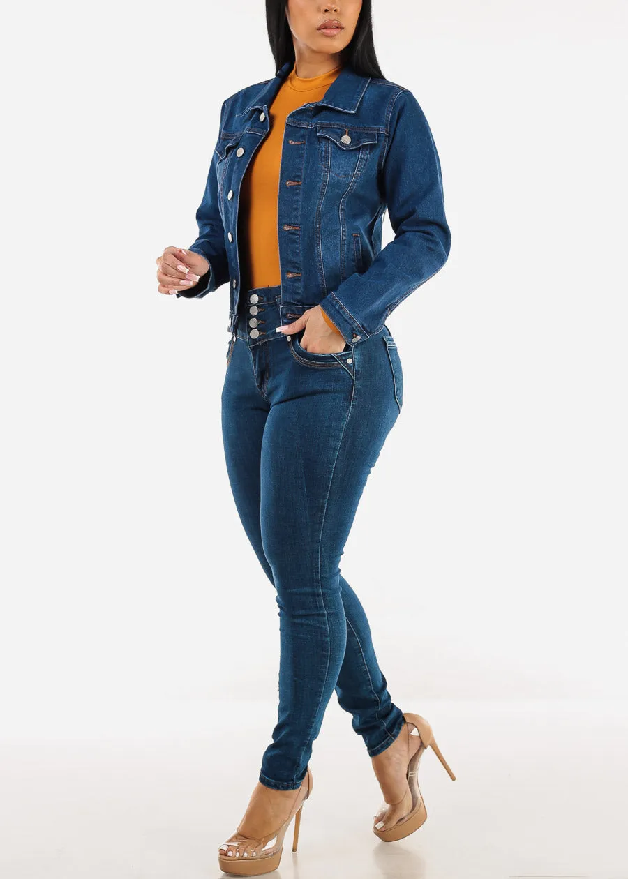 Long Sleeve Button Up Denim Jacket Indigo sold by Moda product image thumbnail 2