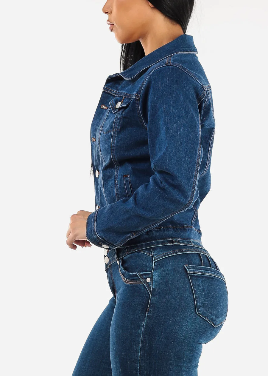 Long Sleeve Button Up Denim Jacket Indigo sold by Moda product image thumbnail 3
