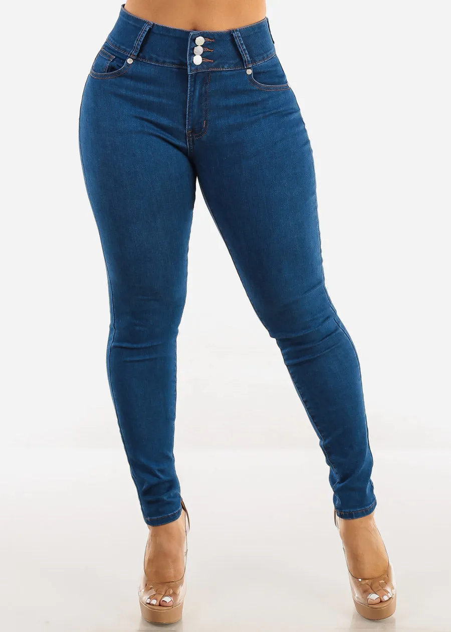 Butt Lift High Waist Skinny Jeans Indigo w Back Pocket Design sold by Moda product image thumbnail 3