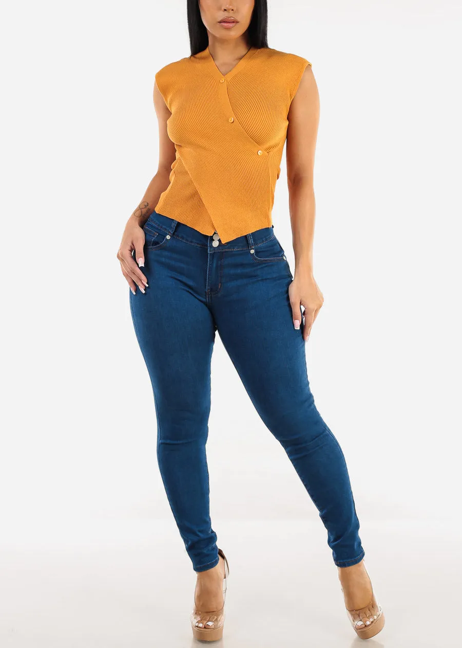 Butt Lift High Waist Skinny Jeans Indigo w Back Pocket Design sold by Moda product image thumbnail 2