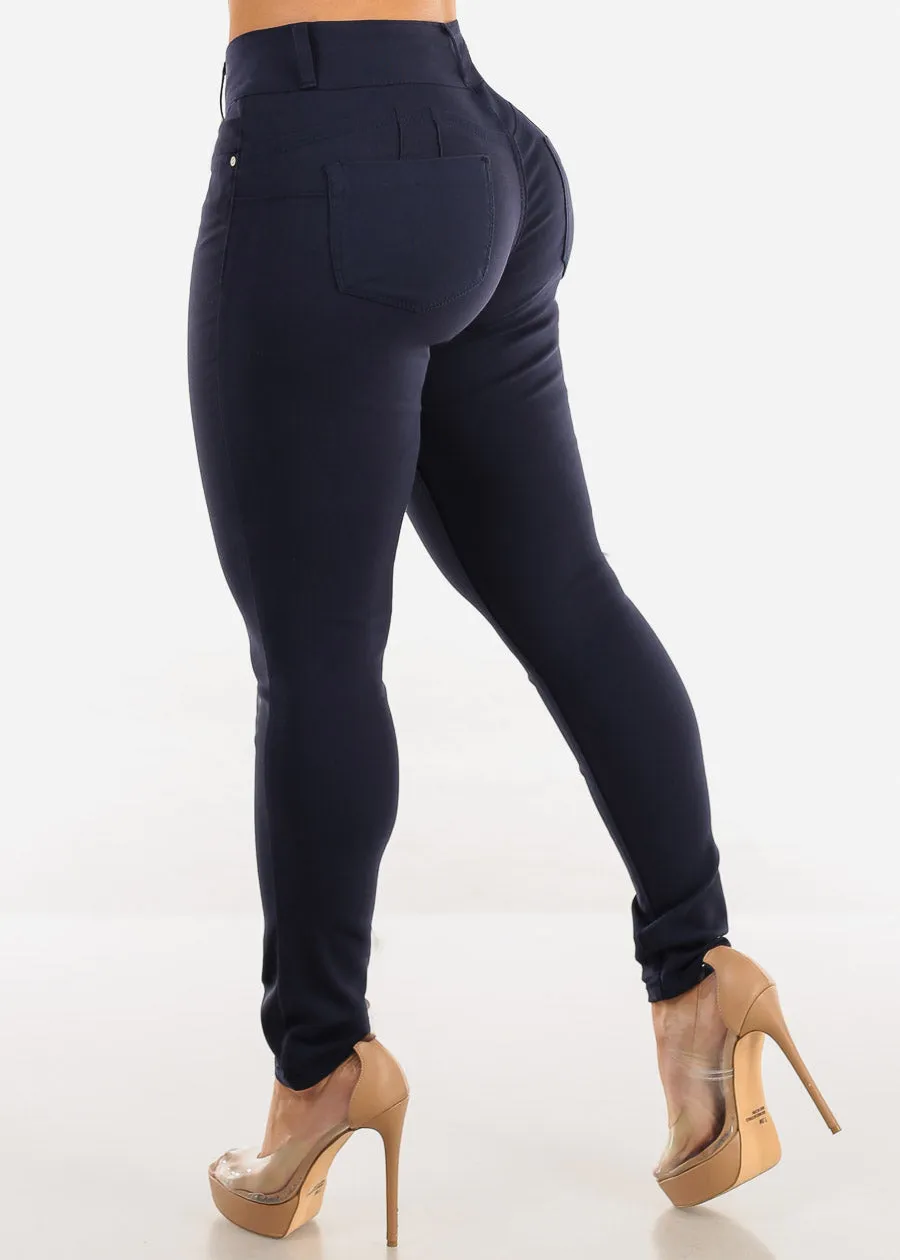 Butt Lift Mid Rise Hyper Stretch Skinny Pants Navy sold by Moda product image thumbnail 5