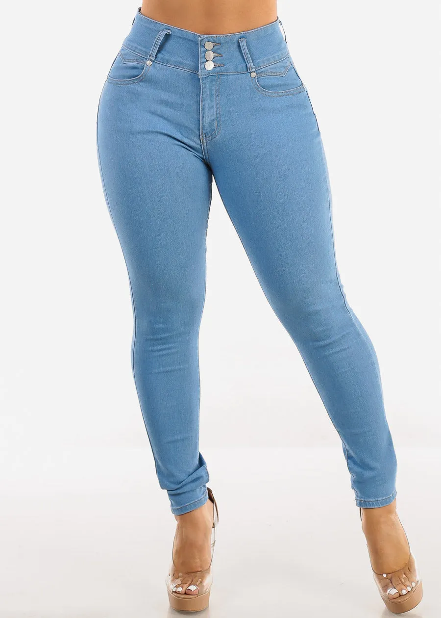 Butt Lift High Waist Skinny Jeans Light Blue sold by Moda product image thumbnail 3