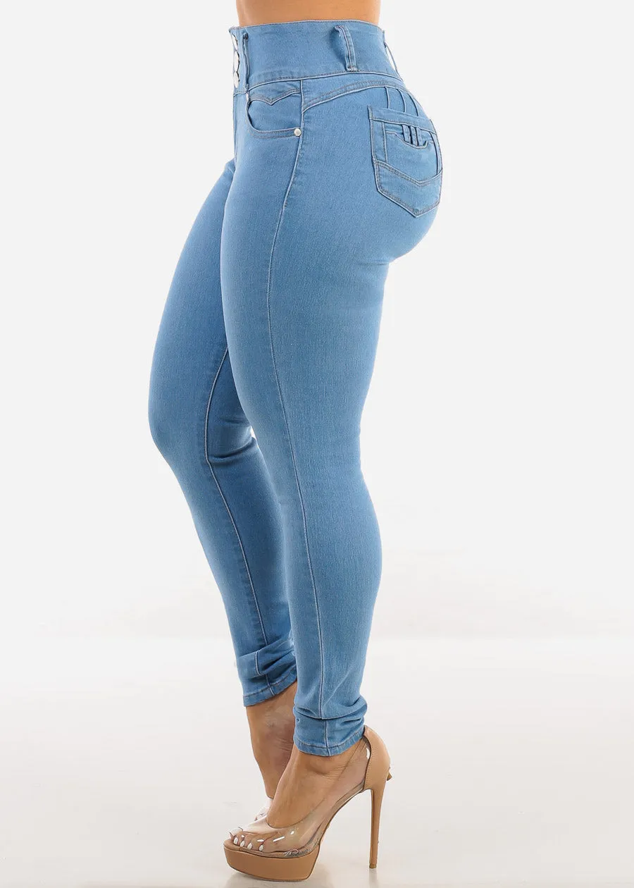 Butt Lift High Waist Skinny Jeans Light Blue sold by Moda product image thumbnail 4