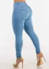 Butt Lift High Waist Skinny Jeans Light Blue sold by Moda