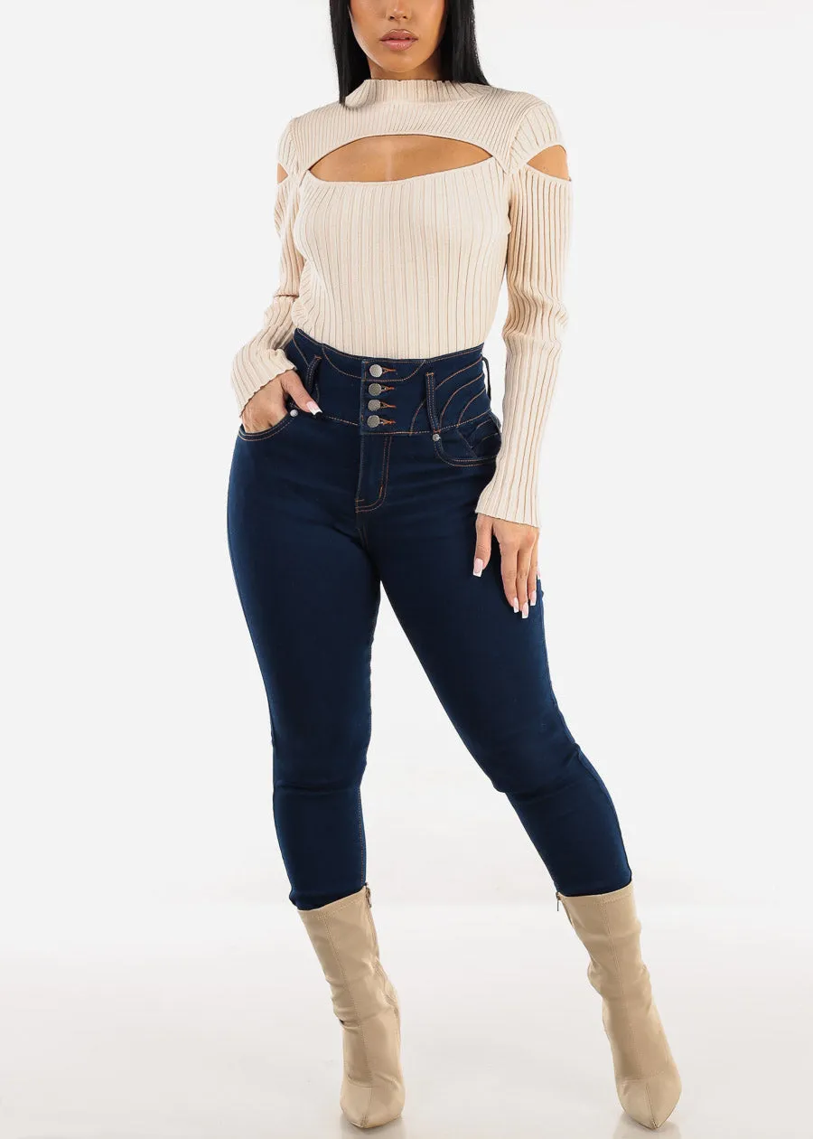 Butt Lift Super High Rise Thick Waist Dark Skinny Jeans sold by Moda product image thumbnail 2