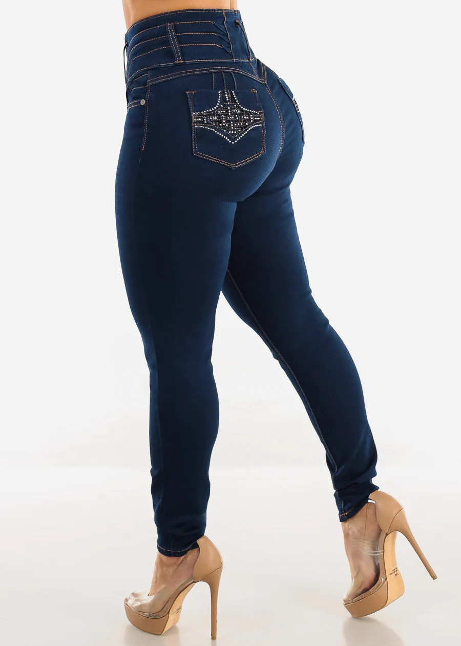 Butt Lift Super High Rise Thick Waist Dark Skinny Jeans sold by Moda product image thumbnail 5