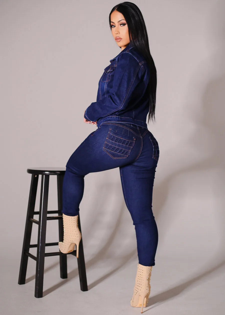 Butt Lift High Waist Dark Skinny Jeans sold by Moda product image thumbnail 2